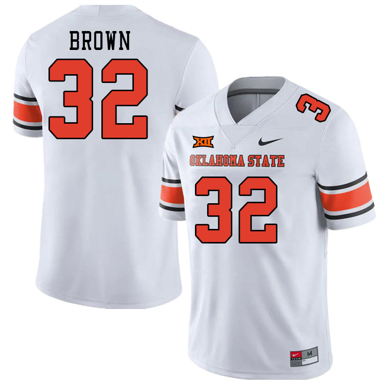 Men #32 Gabe Brown Oklahoma State Cowboys College Football Jerseys Stitched-White - Click Image to Close